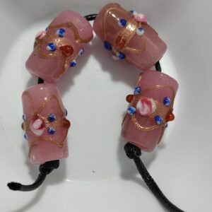 4 cuentas de cristal de murano rosa 21x14mm