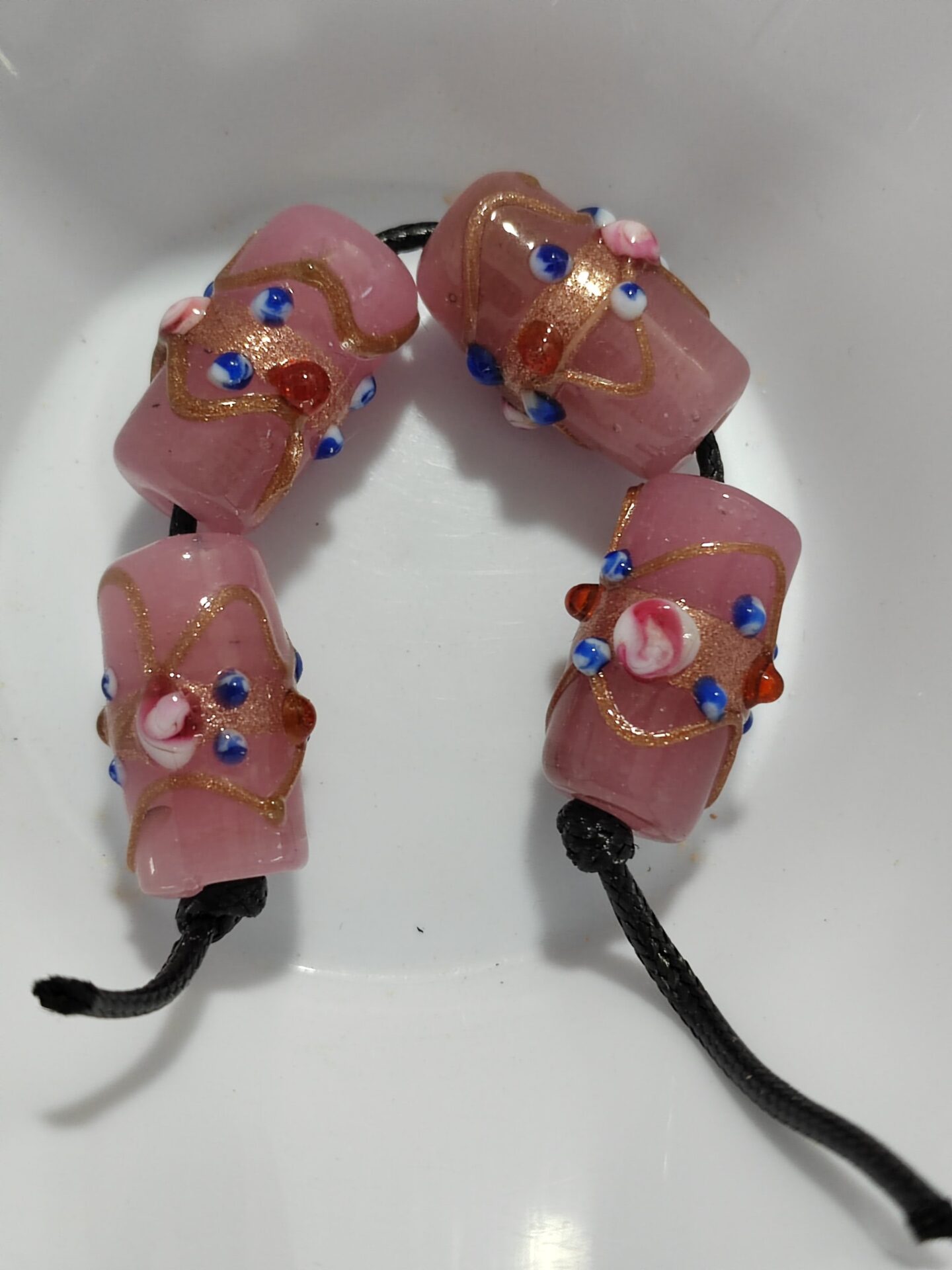 4 cuentas de cristal de murano rosa 21x14mm