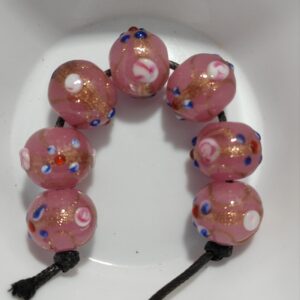 7 cuentas de cristal de murano rosas 14x12mm