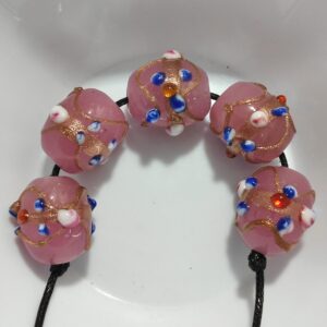 5 cuentas de cristal de murano rosa 16x14mm