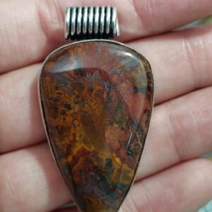 colgante agata musgo marrón 925