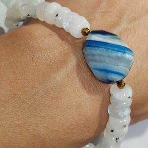 pulsera de piedras luna y agata facetada