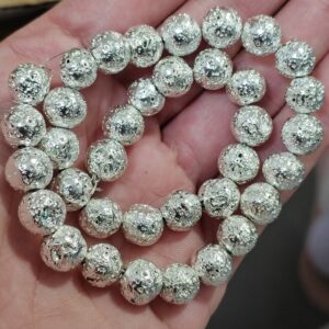36 cuentas de lava plateada 8mm