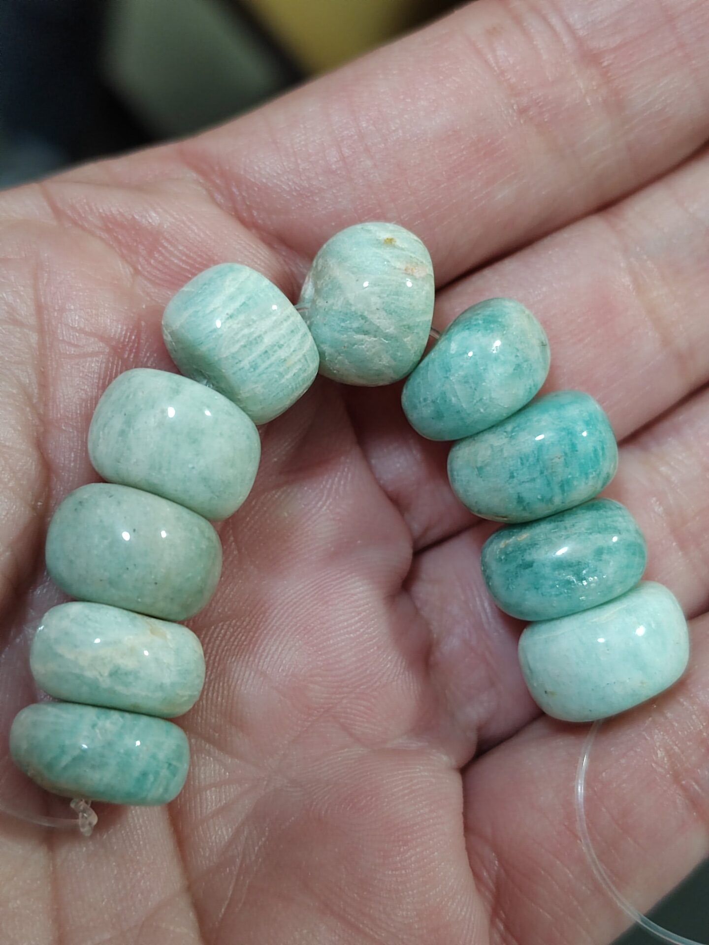 10 rondeles amazonita 12x7mm