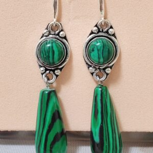 pendientes malaquita 925