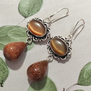 pendientes ojo de gato goldstone 925