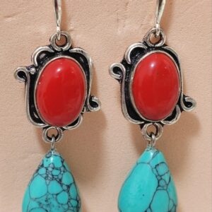 pendientes coral y turquesas 925