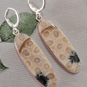 pendientes coral fósil 925