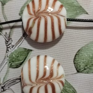 cuenta de cristal de murano blanco dorado spiga 22mm