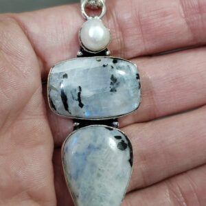 colgante de piedra luna con perlas cultivada 925