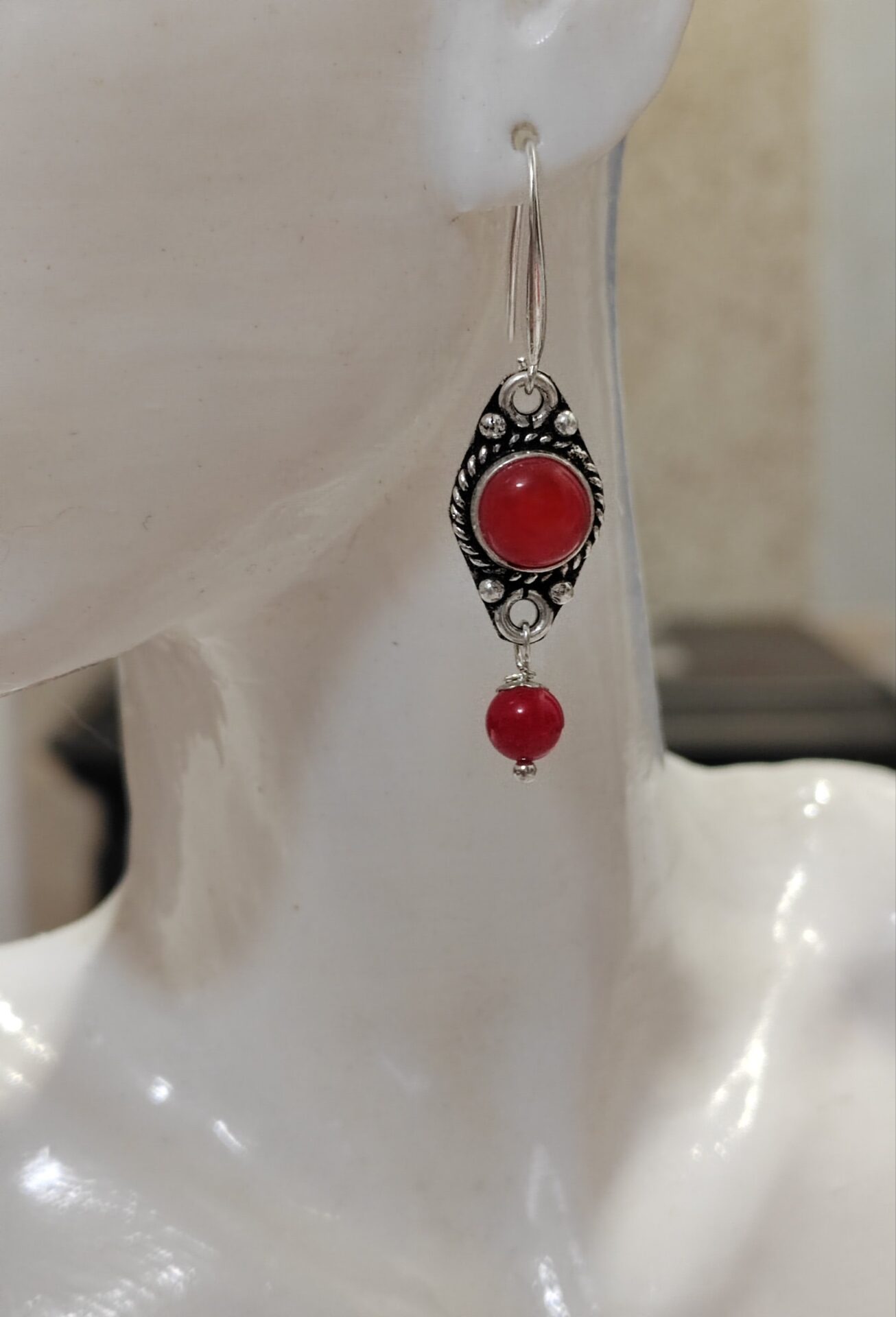 pendientes coral rojo - Imagen 2