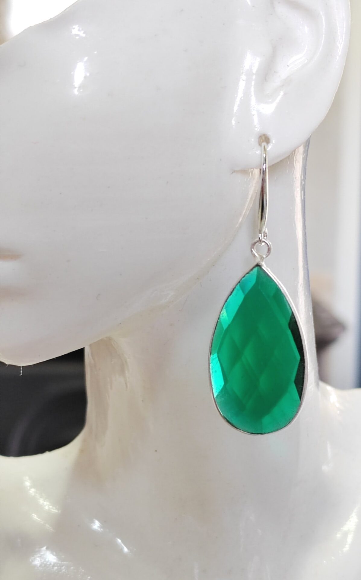 pendientes cuarzo verde facetado - Imagen 2