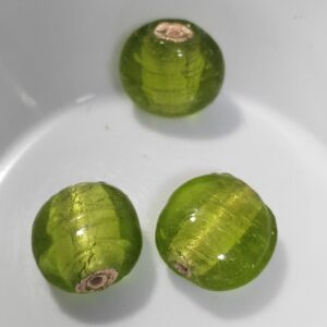 1 cuenta murano lenteja verde 14x13mm