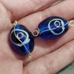 1 cuenta murano azul circulo blanco conector