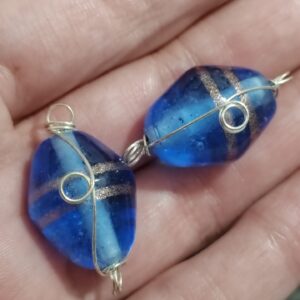 1 cuenta murano azul conector 29x17mm