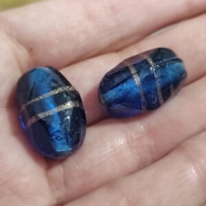 1 cuenta azul y dorado murano