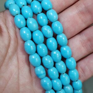1 hilo de 40 cuentas murano arroz azul 9x7mm