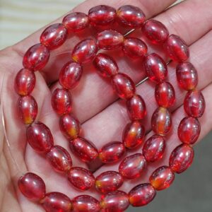 1 hilo de 40 cuentas de cristal de murano rojo 9x7mm