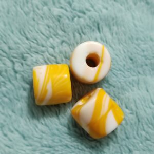 1 cuenta de murano amarillo blanco tubo 12x11mm