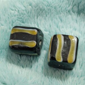 1 cuenta murano cuadrado rayas 14mm