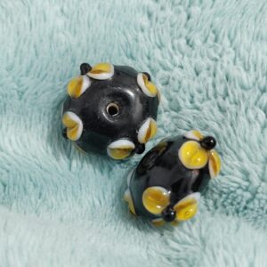 1 cuenta murano rondel flores 18x11mm