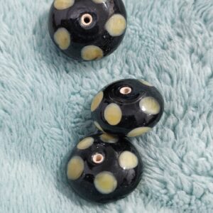 1 cuenta rondel murano puntitos amarillos 17x10mm