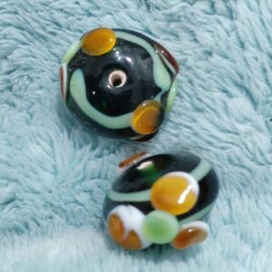 1 cuenta murano rondel flor bicolor 19x11mm