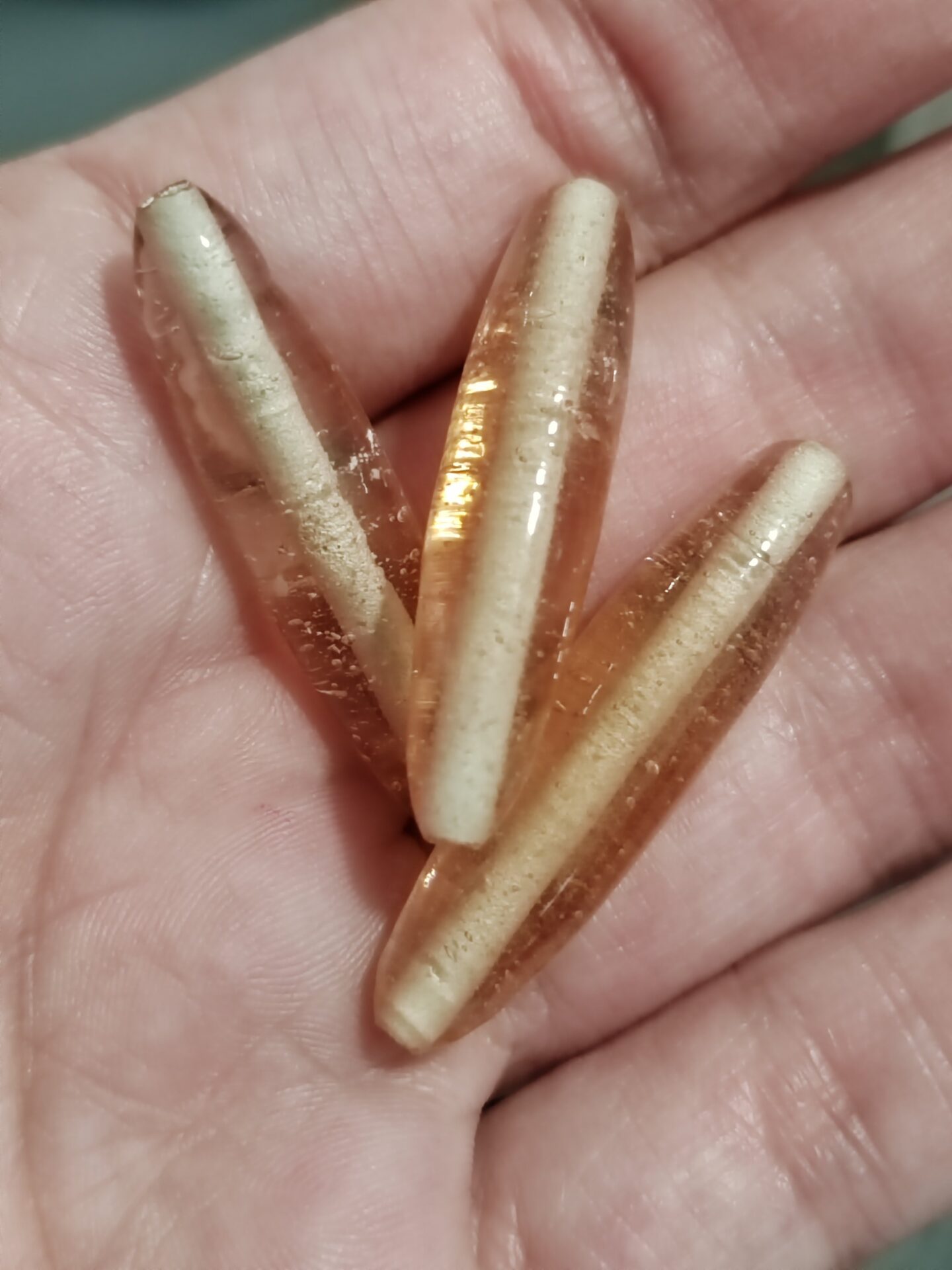 1 cuenta murano tubo salmón 34x8mm