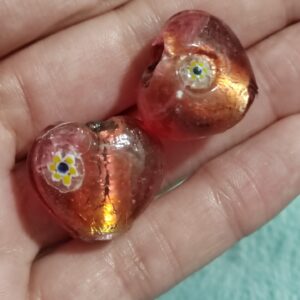 1 cuenta murano corazón millefiori rosa 18x20mm
