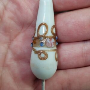 1 cuenta antigua de cristal de murano lágrima blanca 45mm