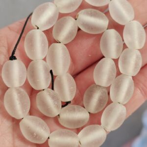 1 hilo de cuentas de cristal de murano blanco mate 14x11mm