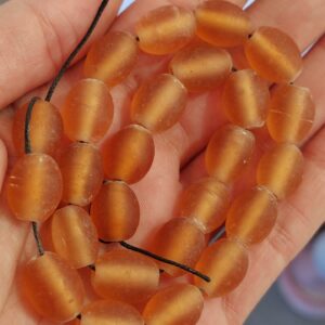 1 hilo de 25 cuentas de cristal de murano mate naranja 14x11mm