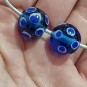 bola azul murano puntitos 15mm