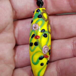 1 cuenta murano cristal flores amarillas 43x13mm