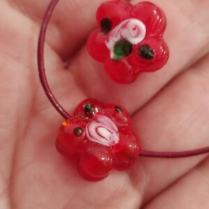 1 cuenta de murano flor roja 16mm