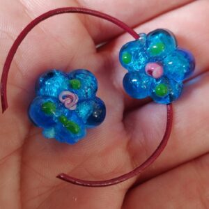 1 cuenta murano flor azul 16mm