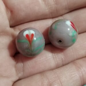 1 cuenta murano bola morada flor 15mm