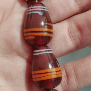 1 cuenta murano lágrimas granate rayas 21mm