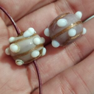 1 cuenta murano rondel morado puntitos 15mm