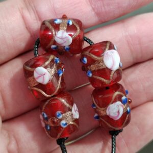 1 cuenta murano tubo rojo 14x13mm