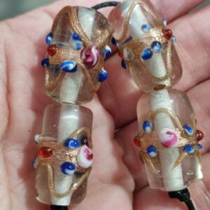 1 cuenta murano transparente tubo 22x13mm