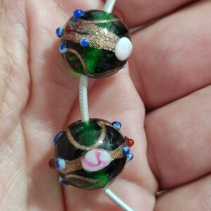 1 cuenta de cristal de murano verdes 14mm