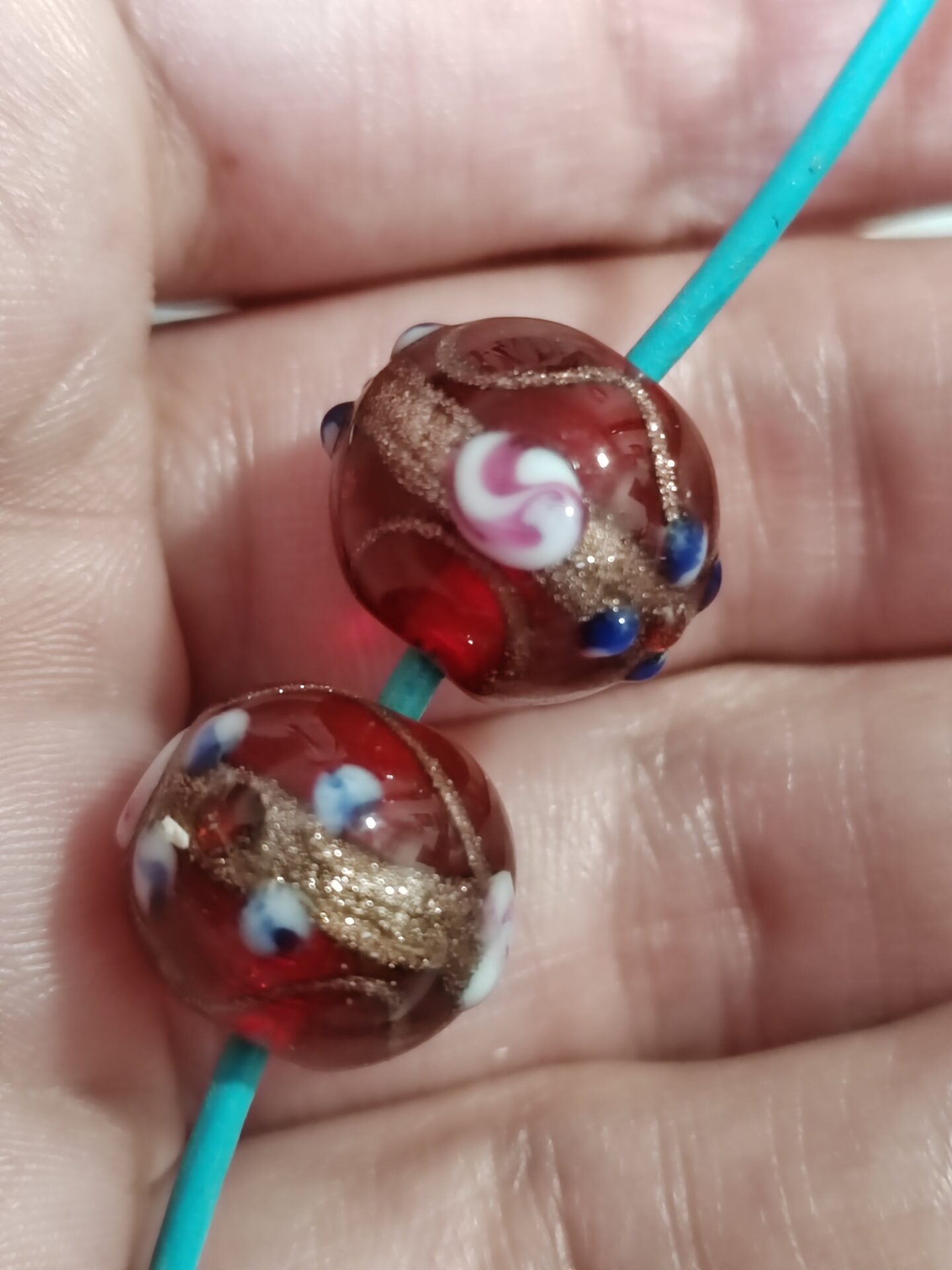 1 cuenta murano bola roja 14mm