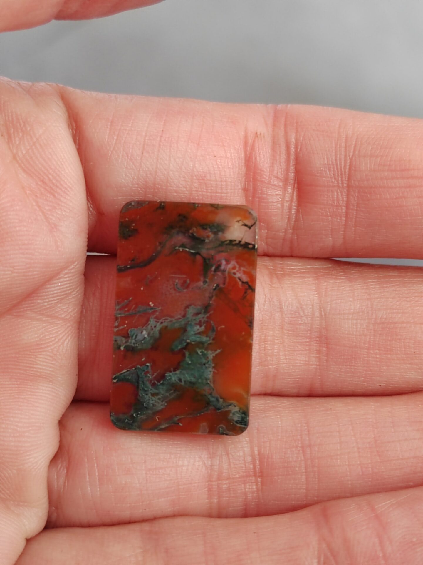 cabujón ágata musgo roja 25x15mm