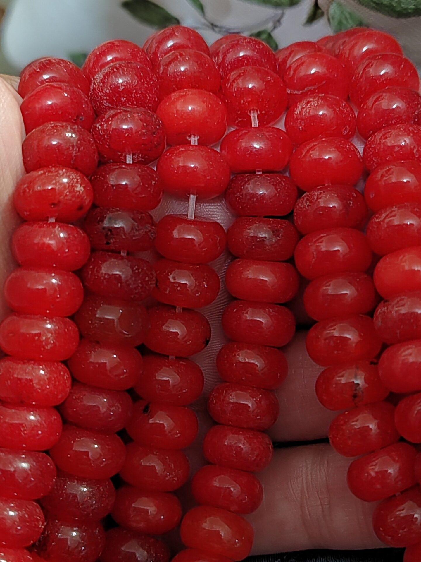 1 hilo jade rojo rondel 8x5mm