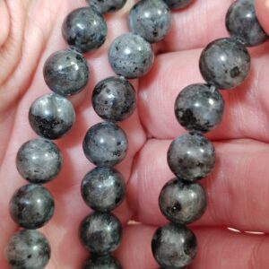 1 hilo de labradoritas negras o Larvikita 8mm