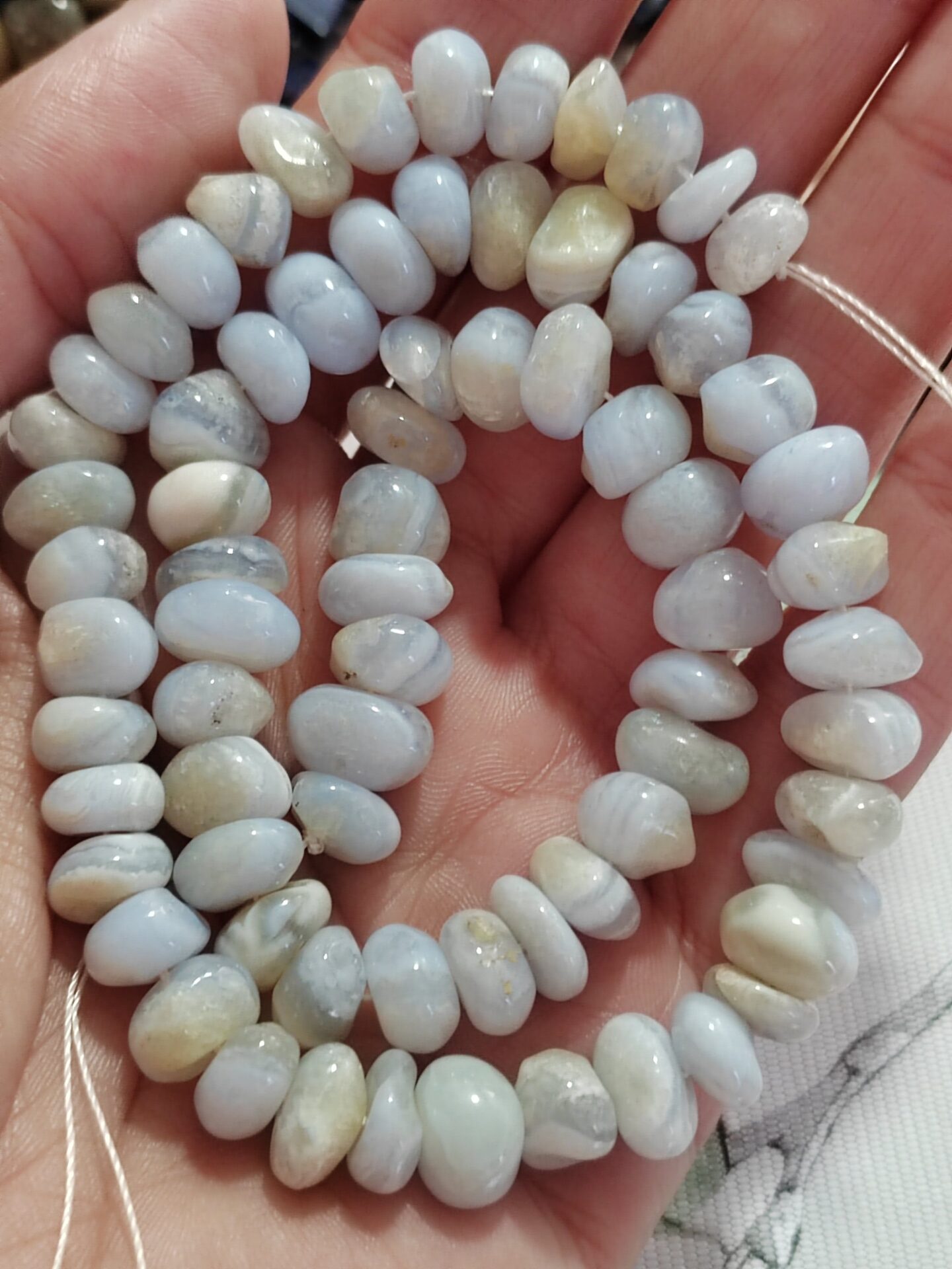1 hilo ágata encaje azul rondel 8-9mm irregulares