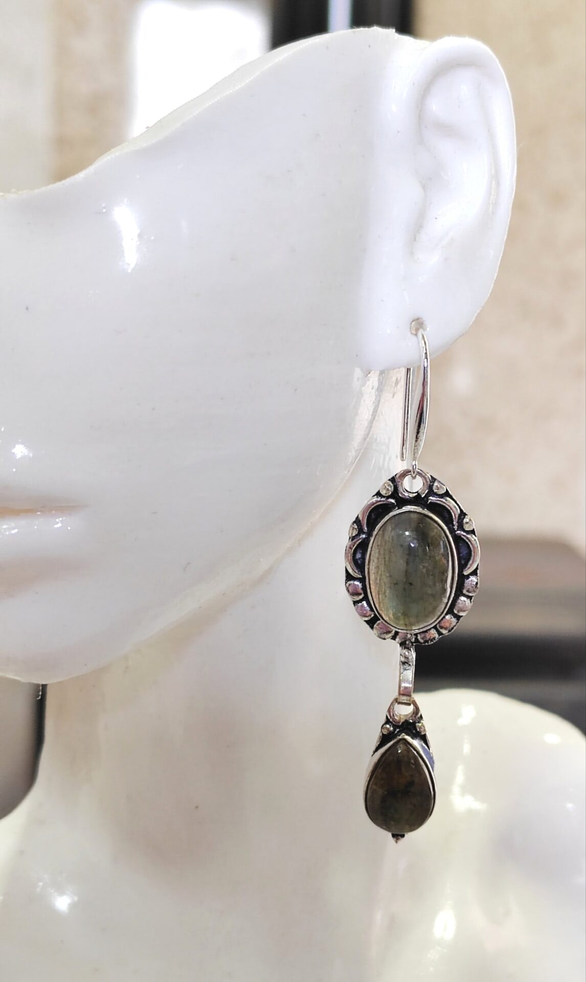 pendientes labradoritas con destellos - Imagen 2