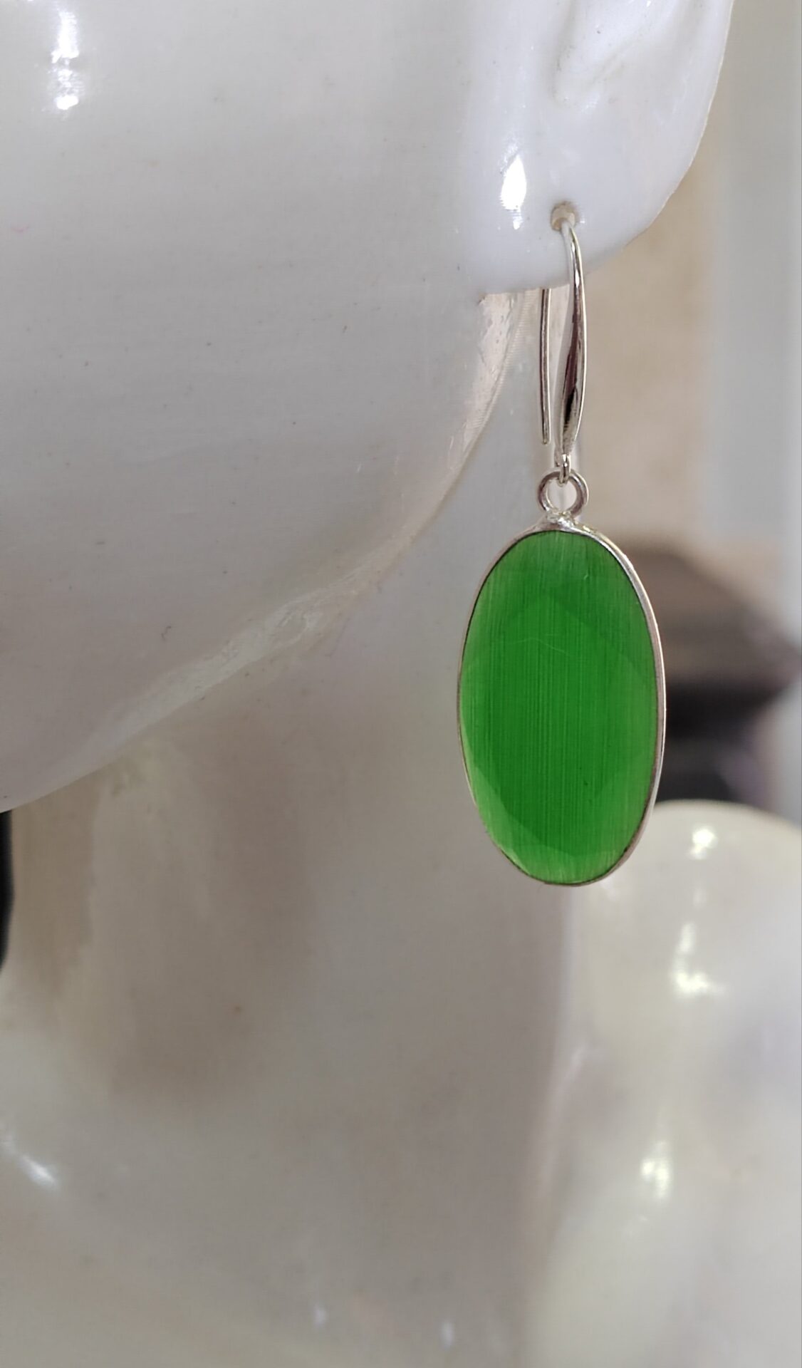 pendientes selenita verde facetada - Imagen 2