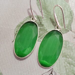 pendientes selenita verde facetada